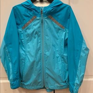 Girl’s turquoise LL Bean rain jacket